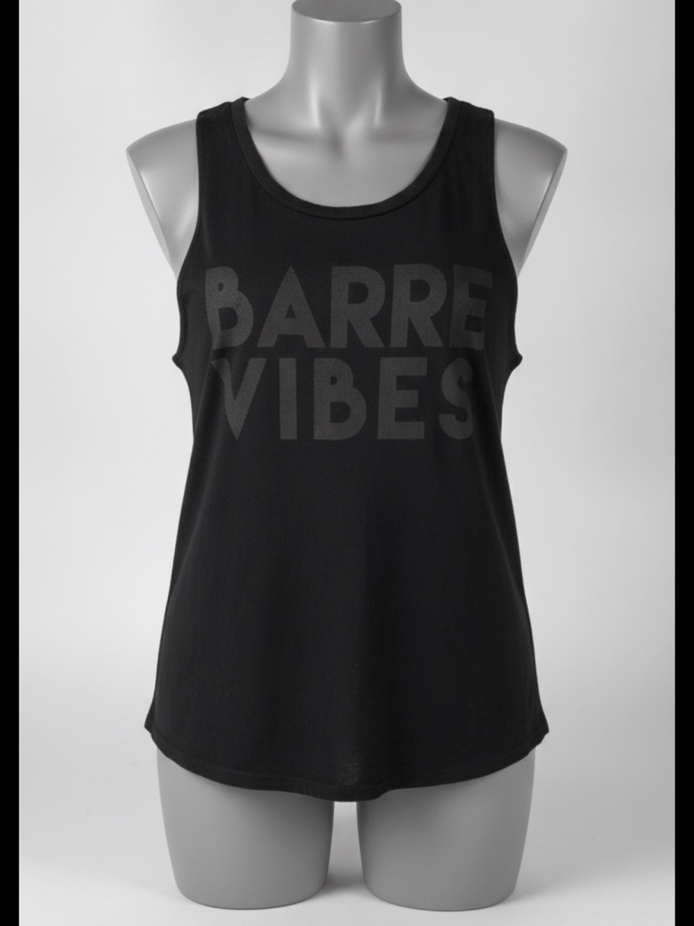 Black 'BARRE VIBES' Flowy Muscle Tank, XS
